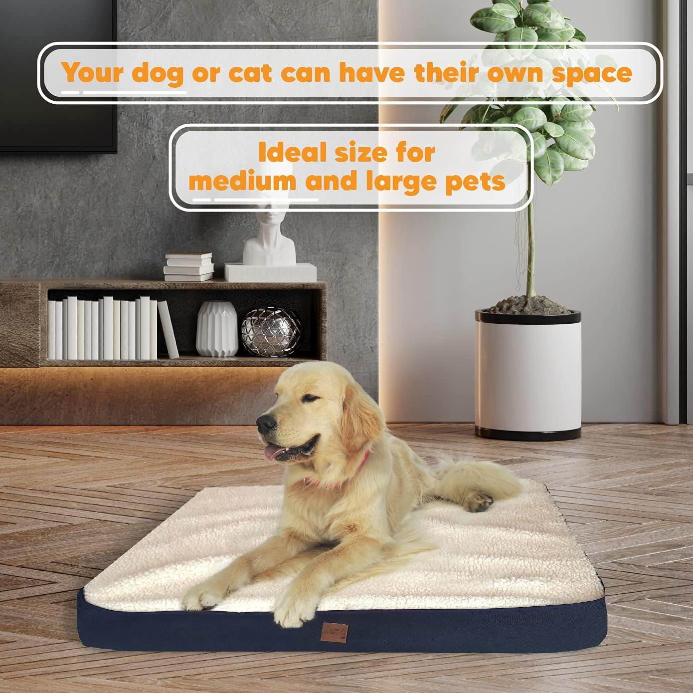 Dog Bed and Cat Bed with Detached Able Washable Cover - Large, Light Brown